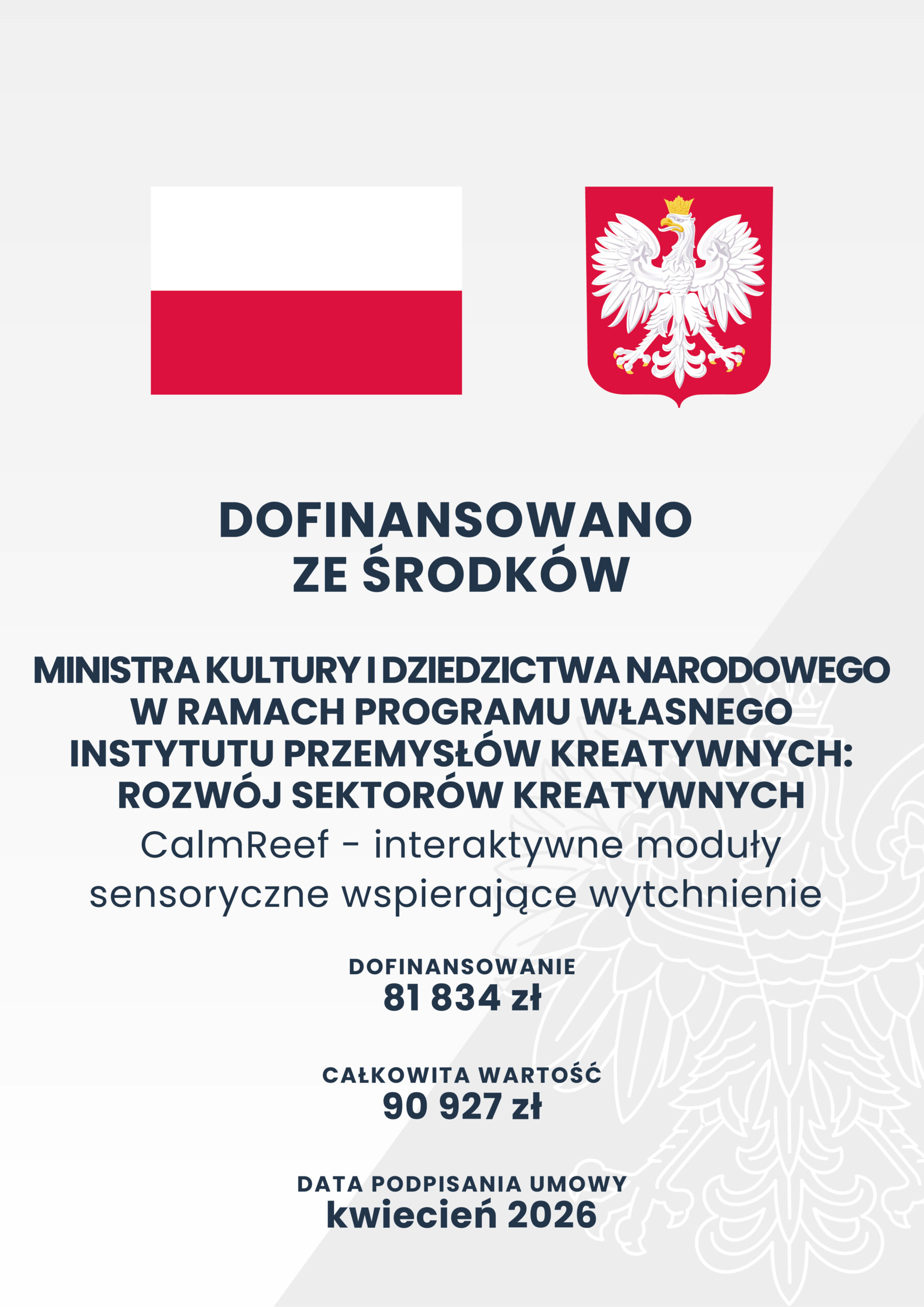 Plakat Dofinansowanie CalmReef